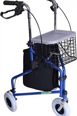 Andador 3 Rodas Luxo com Cesta Adulto Azul MOD18 Dilepe