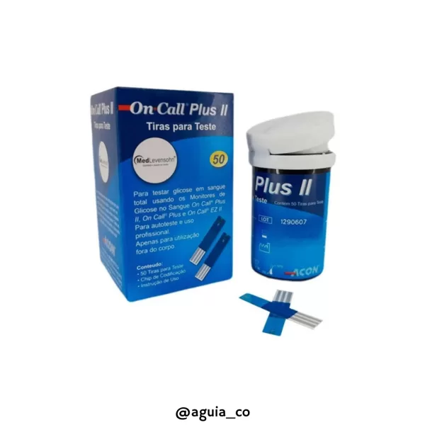 Tiras Teste de Glicemia com 50 unidades On Call Plus II